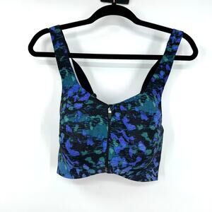 Knix Catalyst Front Zip Sports Bra 7+ Wireless Maximum Support Blue Green XXL XL